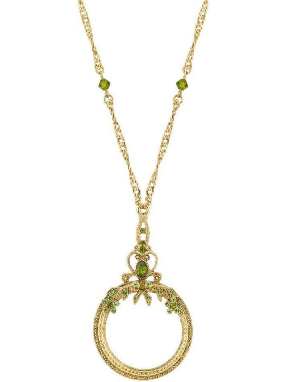Floral Crystal Magnifying Glass Necklace for Women - 2X Magnification, Perfect